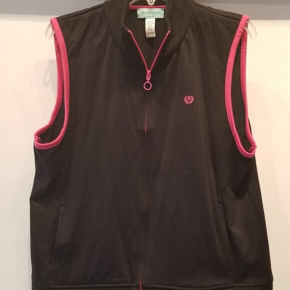 Silver wear Black Athletic Vest Workout Walking Running Gym Womens Size XL - Picture 2 of 5